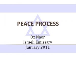 PEACE PROCESS Oz Naor Israeli Emissary January 2011