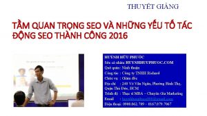 THUYT GING TM QUAN TRNG SEO V NHNG