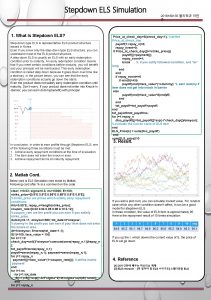 Stepdown ELS Simulation 1 What is Stepdown ELS