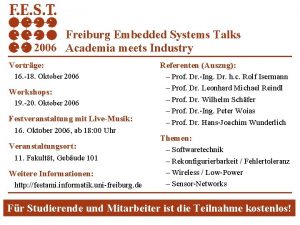 AlbertLudwigsUniversitt Freiburg Institut fr Informatik Rechnernetze und Telematik