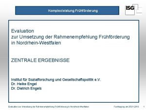 Komplexleistung Frhfrderung Evaluation zur Umsetzung der Rahmenempfehlung Frhfrderung