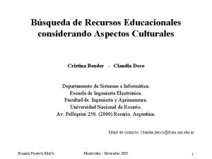 Bsqueda de Recursos Educacionales considerando Aspectos Culturales Cristina