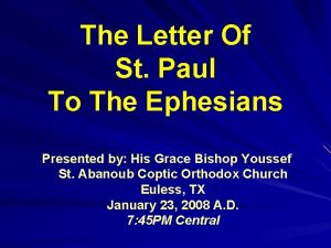The Letter Of St Paul To The Ephesians