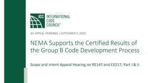 ICC APPEAL HEARINGS SEPTEMBER 3 2020 NEMA Supports