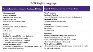 GCSE English Language Paper 1 Explorations in Creative