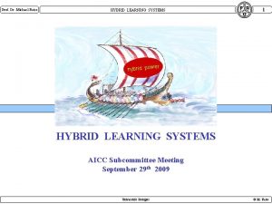 Prof Dr Michael Reiss HYBRID LEARNING SYSTEMS 1