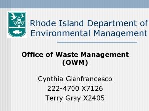 Rhode Island Department of Environmental Management Office of