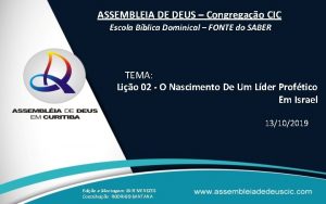 ASSEMBLEIA DE DEUS Congregao CIC Escola Bblica Dominical