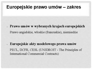 Europejskie prawo umw zakres Prawo umw w wybranych