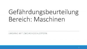 Gefhrdungsbeurteilung Bereich Maschinen UMGANG MIT ZWEIACHSSCHLEPPERN 1 Gltigkeitsbereich