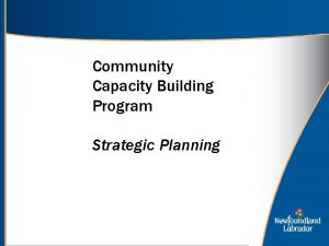 Community Capacity Building Program Strategic Planning Agenda Icebreaker