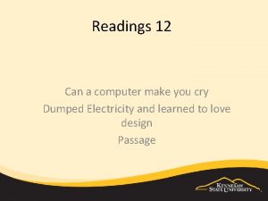 Readings 12 Can a computer make you cry