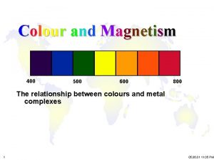 Colour and Magnetism 400 500 600 800 The