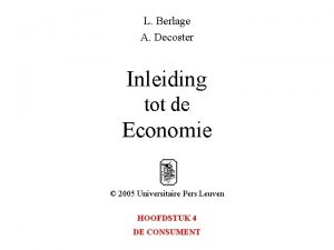 L Berlage A Decoster Inleiding tot de Economie