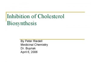 Inhibition of Cholesterol Biosynthesis By Peter Riedell Medicinal