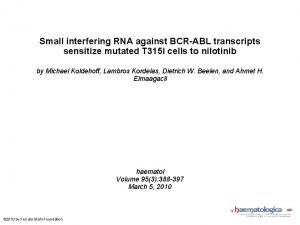 Small interfering RNA against BCRABL transcripts sensitize mutated