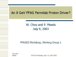 An 8 Ge V FFAG Fermilab Proton Driver