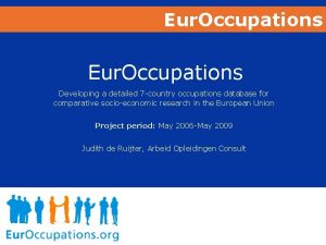 Eur Occupations Developing a detailed 7 country occupations