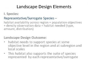 Landscape Design Elements I Species RepresentativeSurrogate Species habitat