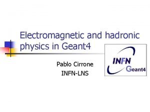 Electromagnetic and hadronic physics in Geant 4 Pablo