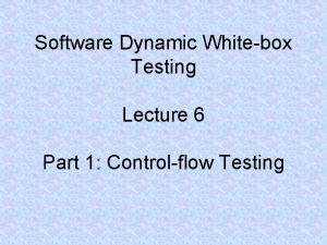 Software Dynamic Whitebox Testing Lecture 6 Part 1