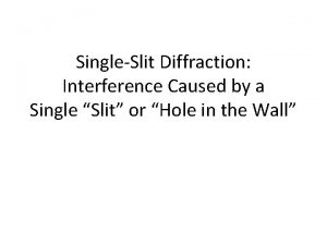 SingleSlit Diffraction Interference Caused by a Single Slit