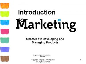 Introduction to Chapter 11 Developing and Managing Products