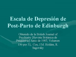 Escala de Depresin de PostParto de Edinburgh Obtenido