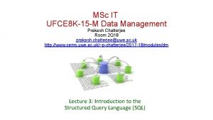 MSc IT UFCE 8 K15 M Data Management