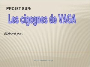 PROJET SUR Elabor par INTRODUCTION Vaga est le