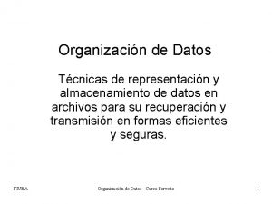 Organizacin de Datos Tcnicas de representacin y almacenamiento