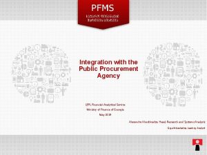 Integration with the Public Procurement Agency LEPL FinancialAnalytical
