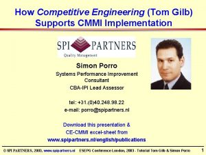 How Competitive Engineering Tom Gilb Supports CMMI Implementation