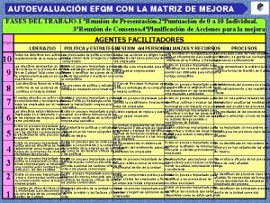 AUTOEVALUACIN EFQM CON LA MATRIZ DE MEJORA FASES