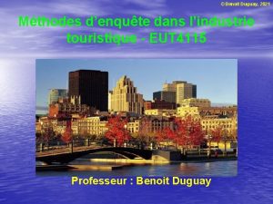 Benoit Duguay 2021 Mthodes denqute dans lindustrie touristique