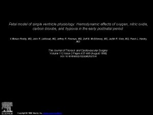 Fetal model of single ventricle physiology Hemodynamic effects