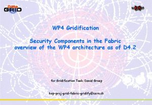 WP 4 Gridification Security Components in the Fabric