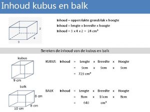Inhoud kubus en balk Inhoud oppervlakte grondvlak x