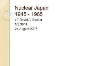 Nuclear Japan 1945 1965 LT David A Backer