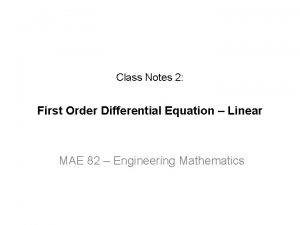 Class Notes 2 First Order Differential Equation Linear
