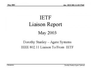 May 2003 doc IEEE 802 11 03378 r