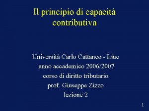 Il principio di capacit contributiva Universit Carlo Cattaneo