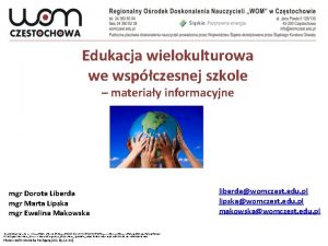 Edukacja wielokulturowa we wspczesnej szkole materiay informacyjne mgr