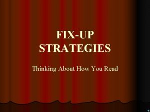 FIXUP STRATEGIES Thinking About How You Read Metacognition