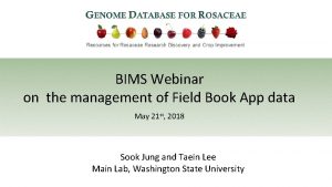 BIMS Webinar on the management of Field Book