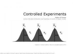 Controlled Experiments Analysis of Variance Lecture slide deck