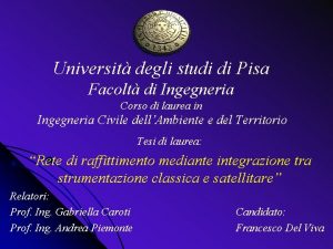 Universit degli studi di Pisa Facolt di Ingegneria