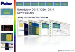 Speedstack 2014 CGen 2014 New Features January 2014