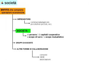 societ ENTIT che compiono operazioni economiche IMPRENDITORE commercialeagricolo