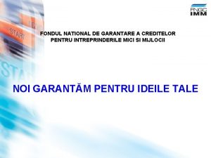 FONDUL NATIONAL DE GARANTARE A CREDITELOR PENTRU INTREPRINDERILE